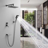 Душевая система / Тропический душ со смесителем встраиваемая Shevanik S9935T, оружейная сталь