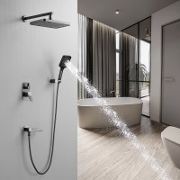 Душевая система / Тропический душ со смесителем встраиваемая Shevanik S9935T, оружейная сталь