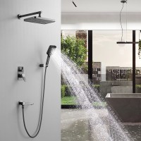 Душевая система / Тропический душ со смесителем встраиваемая Shevanik S9935T, оружейная сталь