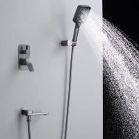 Душевая система / Тропический душ со смесителем встраиваемая Shevanik S9935T, оружейная сталь