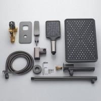 Душевая система / Тропический душ со смесителем встраиваемая Shevanik S9935T, оружейная сталь