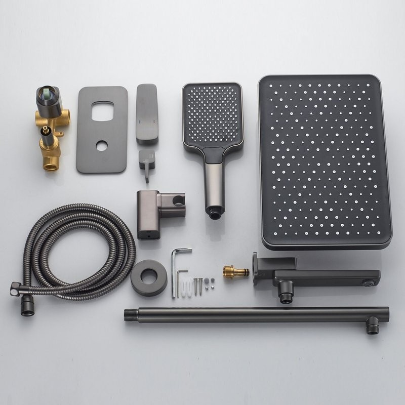 Душевая система / Тропический душ со смесителем встраиваемая Shevanik S9935T, оружейная сталь