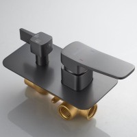 Душевая система / Тропический душ со смесителем встраиваемая Shevanik S9935T, оружейная сталь