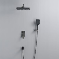 Душевая система / Тропический душ со смесителем встраиваемая Shevanik S9935T, оружейная сталь