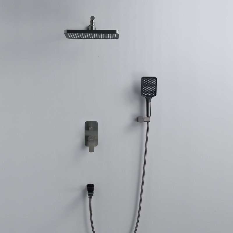 Душевая система / Тропический душ со смесителем встраиваемая Shevanik S9935T, оружейная сталь
