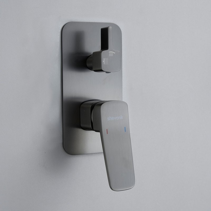 Душевая система / Тропический душ со смесителем встраиваемая Shevanik S9935T, оружейная сталь