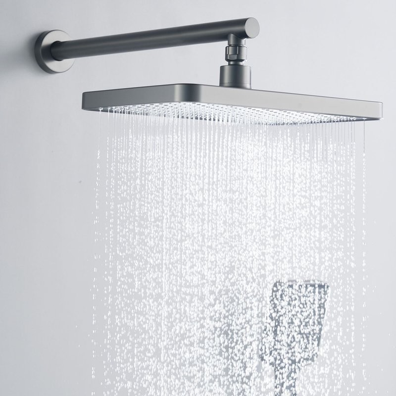 Душевая система / Тропический душ со смесителем встраиваемая Shevanik S9935T, оружейная сталь