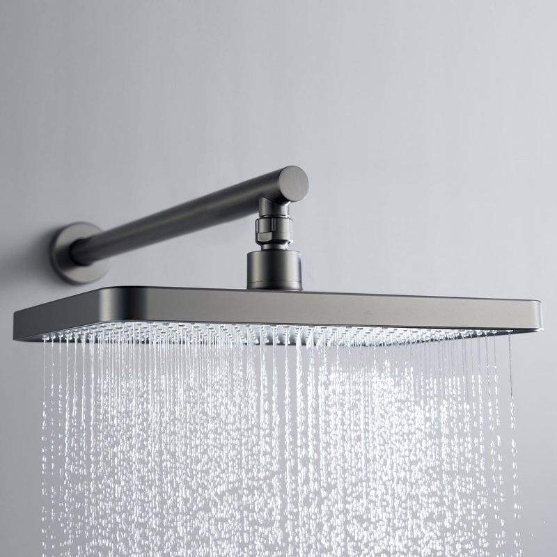 Душевая система / Тропический душ со смесителем встраиваемая Shevanik S9935T, оружейная сталь