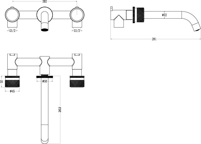 Смеситель для раковины Boheme Stick linea 152-2-CR.3 С ВНУТРЕННЕЙ ЧАСТЬЮ, chrome
