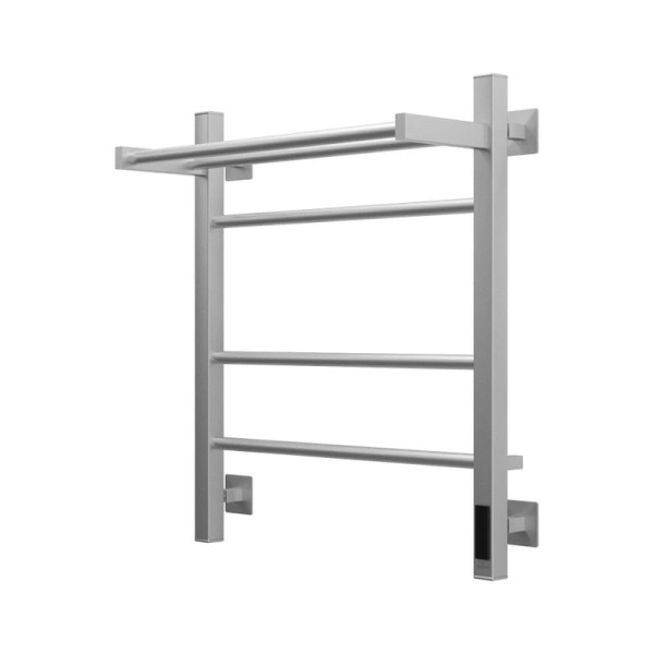 Полотенцесушитель электрический Grota Alto 530х600 NM EL 60x55 см, подключение справа, слева, скрытое подключение справа, матовый хром, лесенка, с полкой