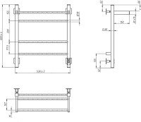 Полотенцесушитель электрический Grota Alto 530х600 NM EL 60x55 см, подключение справа, слева, скрытое подключение справа, матовый хром, лесенка, с полкой