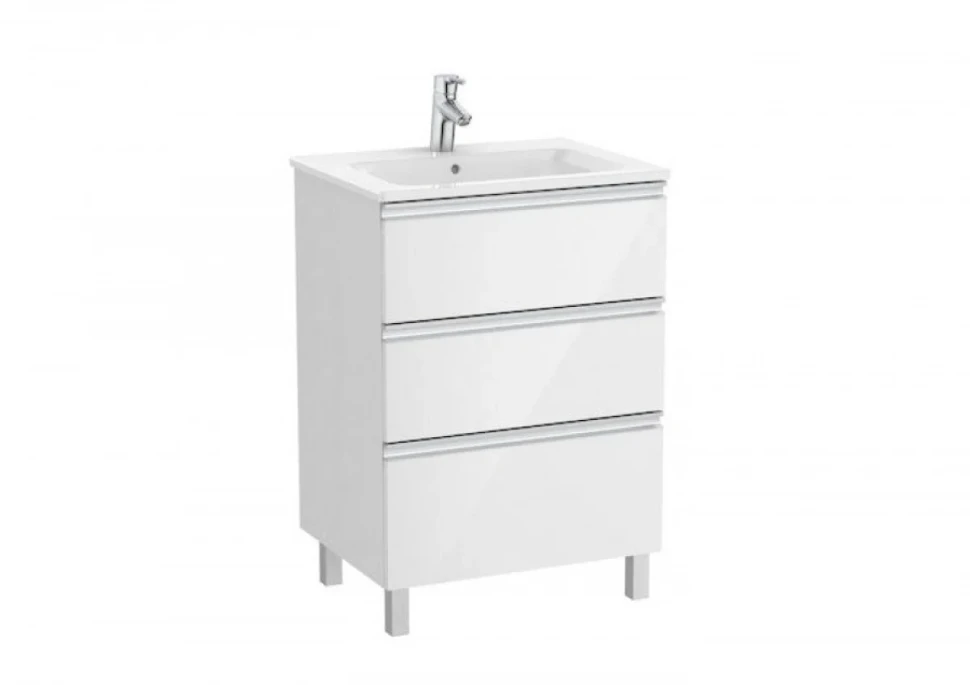 Мебель для ванной комнаты Roca The Gap 60 3 ящика, белый глянец, раковина 3279A8000