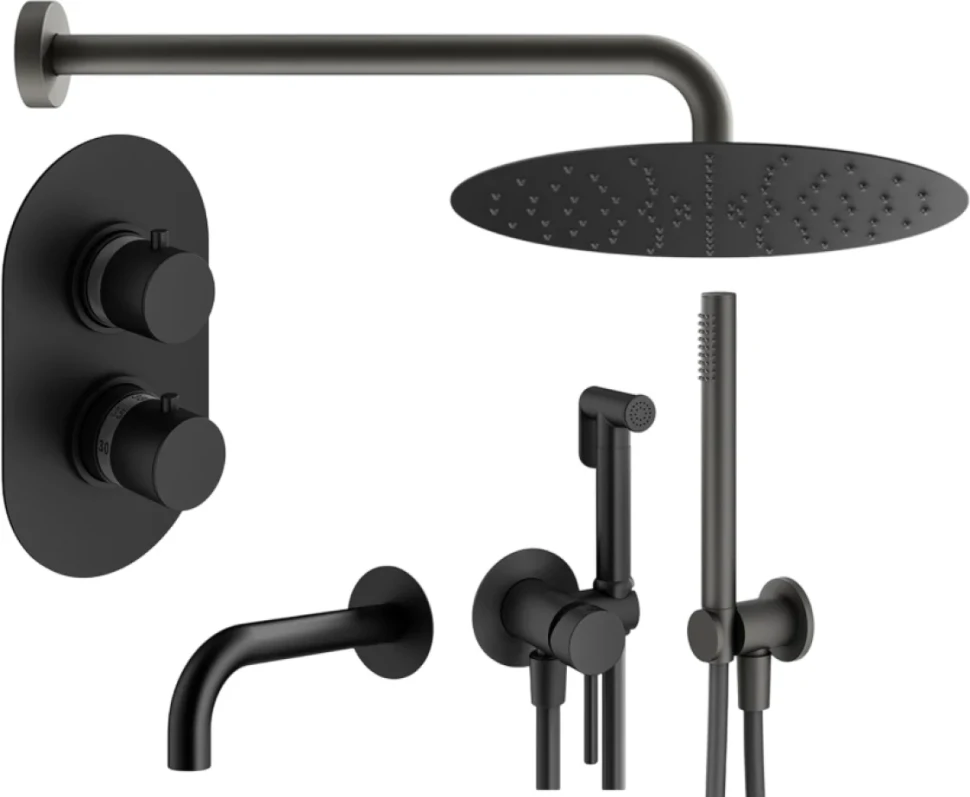 Комплект для ванной Plumberia Selection Ixo KITZXOT19NO60 С ВНУТРЕННЕЙ ЧАСТЬЮ, матовый черный