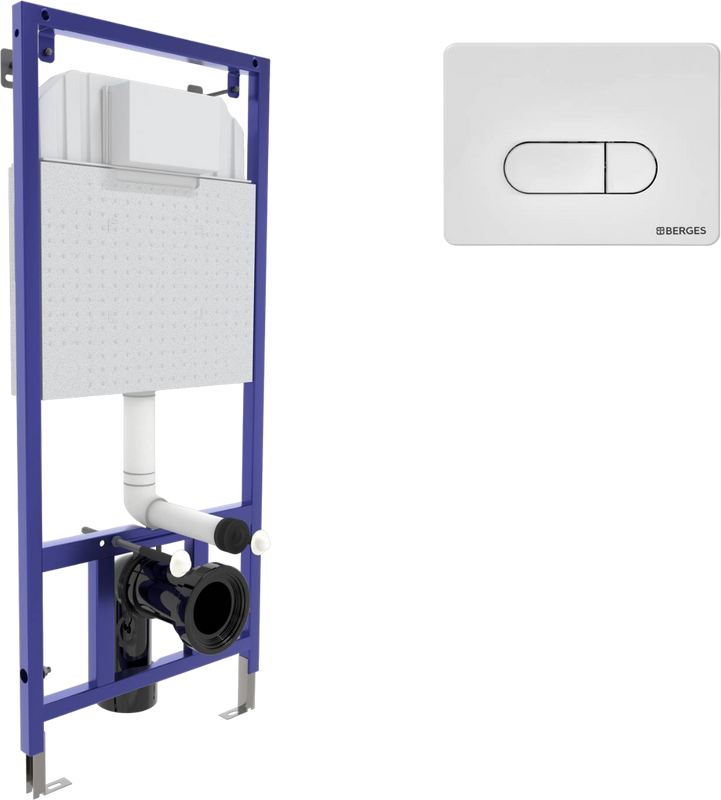 Система инсталляции для унитазов Berges Novum 040231 с кнопкой смыва, белая