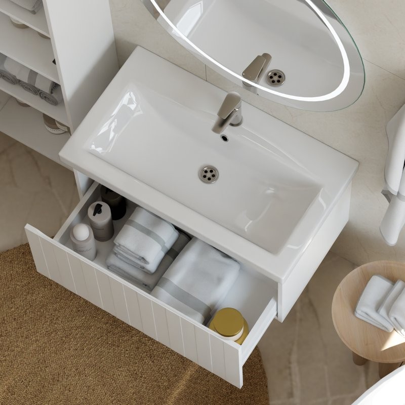 Мебель для ванной комнаты Vigo Finlay 80 подвесная, 1 ящик, матовая белая