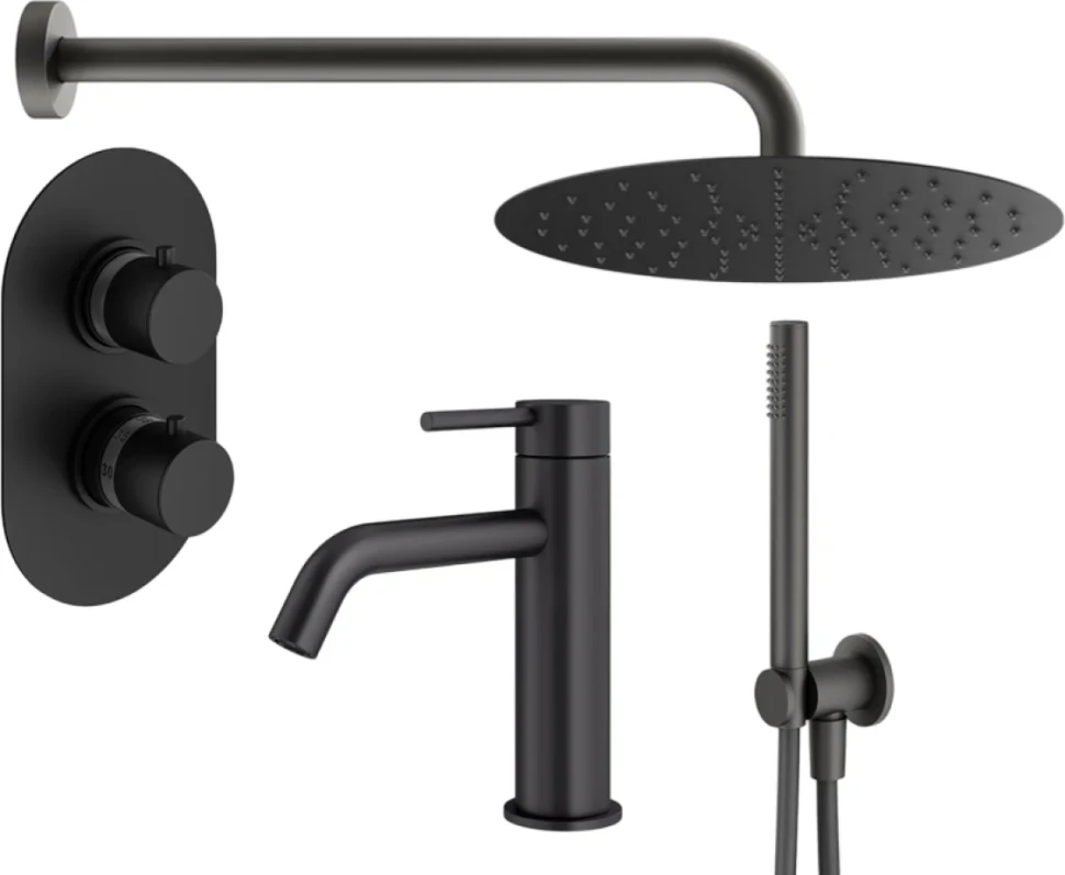 Комплект для ванной Plumberia Selection Ixo KITXOT18NO53 С ВНУТРЕННЕЙ ЧАСТЬЮ, черный матовый