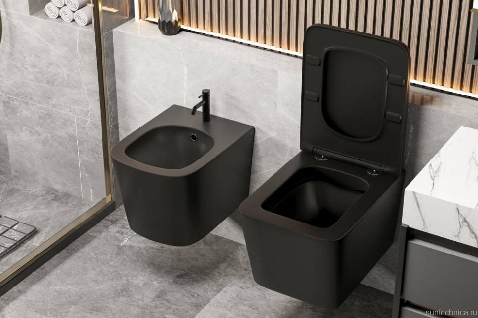 Биде подвесное Abber Rechteck AC1250MB матовое черное