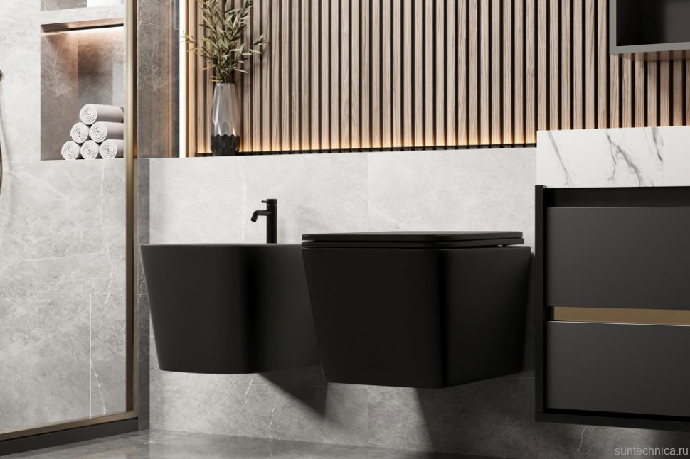 Биде подвесное Abber Rechteck AC1250MB матовое черное