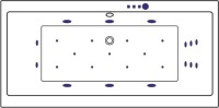 Акриловая ванна Excellent Pryzmat Ultra 190x90 см, встраиваемая, с гидромассажем, белая, с каркасом, со сливом-переливом, фурнитура золото