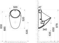 Писсуар подвесной Creavit TP635-00CB00E-0000 сенсорный, глянцевый белый, безободковый