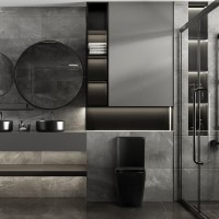 Унитаз-компакт напольный Abber Rechteck AC1210TMB безободковый, с микролифтом, черный матовый