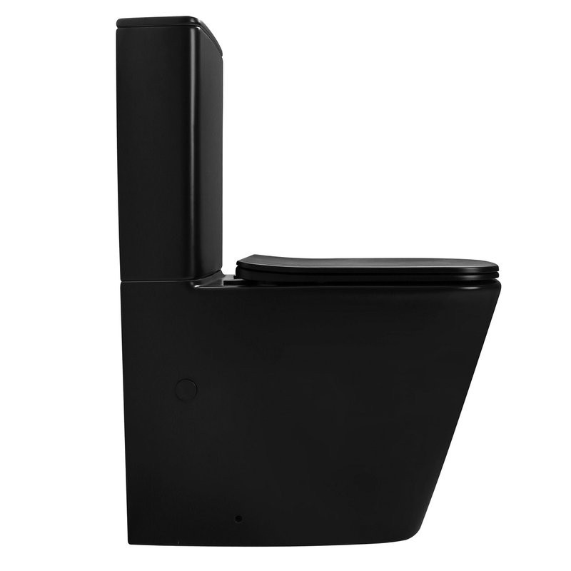 Унитаз-компакт напольный Abber Rechteck AC1210TMB безободковый, с микролифтом, черный матовый