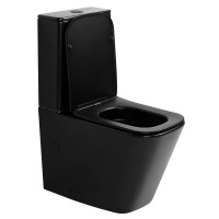 Унитаз-компакт напольный Abber Rechteck AC1210TMB безободковый, с микролифтом, черный матовый