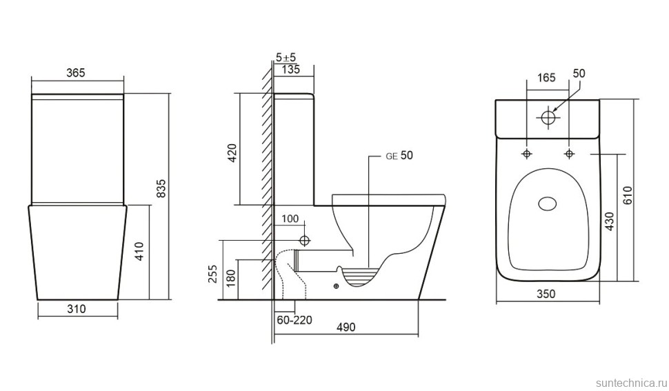 Унитаз-компакт напольный Abber Rechteck AC1210TMB безободковый, с микролифтом, черный матовый