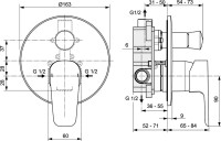 Встраиваемый смеситель для душа и ванны Ideal Standard Ceraplan III A6383AA С ВНУТРЕННЕЙ ЧАСТЬЮ
