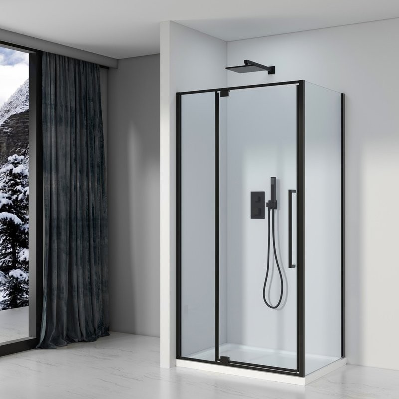 Душевой уголок Black&White Stellar Wind S812 BC 90х90, профиль черный, стекло прозрачное