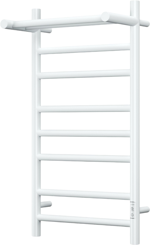 Полотенцесушитель электрический Bauedge Stil Shelf R 40х80, с полкой, белый полуматовый