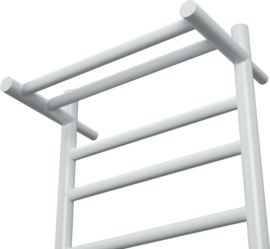 Полотенцесушитель электрический Bauedge Stil Shelf R 40х80, с полкой, белый полуматовый