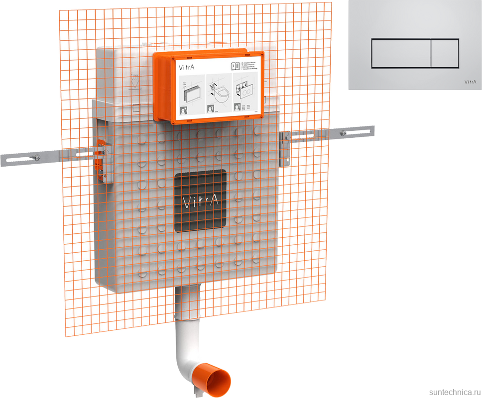 Смывной бачок скрытого монтажа VitrA V12 762-1740-01 + Кнопка смыва VitrA Root Square 740-2380 хром