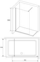 Душевая перегородка RGW Walk In WA-010-B 90x200, стекло прозрачное