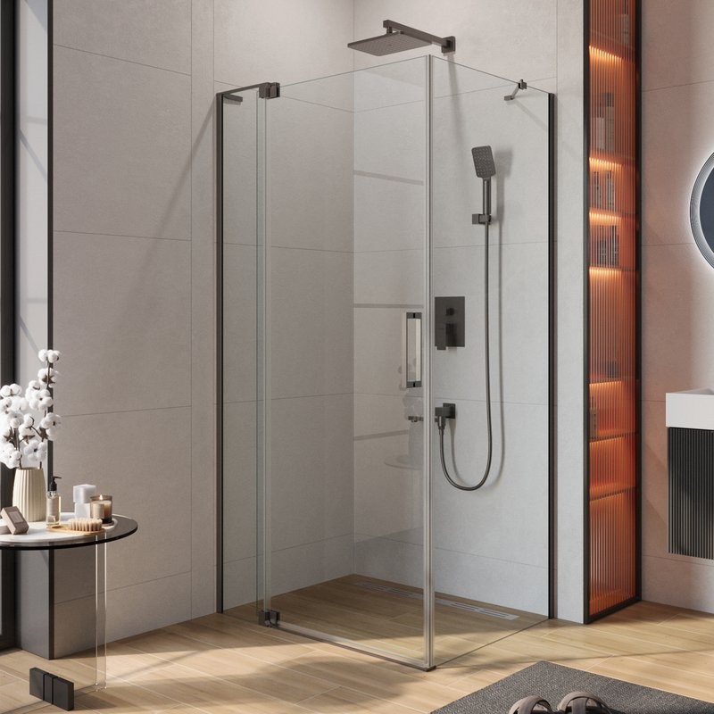 Душевой уголок Cezares Slider AH 1 80-100/110 C GM профиль оружейная сталь, стекло прозрачное