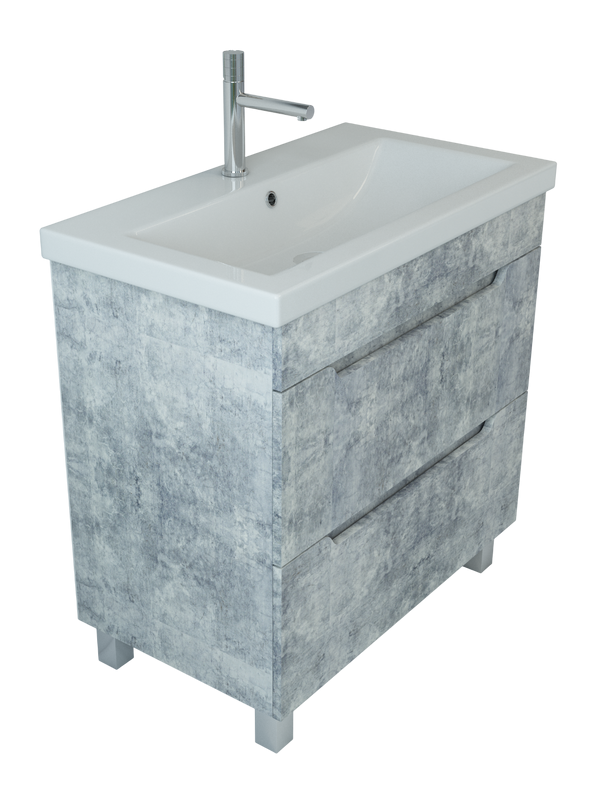 Тумба с раковиной Emmy Стоун 60 напольная, раковина Como, светлый бетон