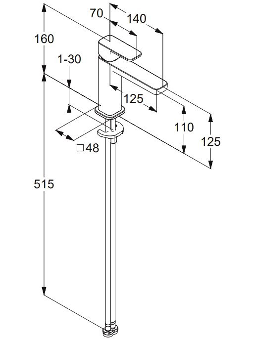 Смеситель для раковины Kludi Renon 42282N575 брашированный никель PVD