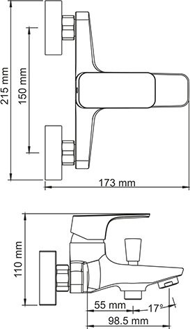 Смеситель для ванны с душем Wasserkraft Salm 2701