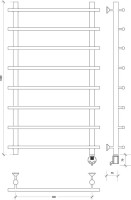 Полотенцесушитель электрический Secado Турин 1 105x55 см, подключение справа, глянцевый хром, лесенка