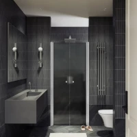 Душевая дверь в нишу Maybahglass MGD-429-1 120 см, профиль матовый белый, стекло графит матовый