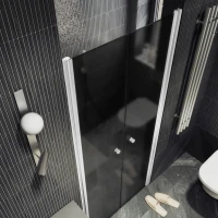 Душевая дверь в нишу Maybahglass MGD-429-1 120 см, профиль матовый белый, стекло графит матовый