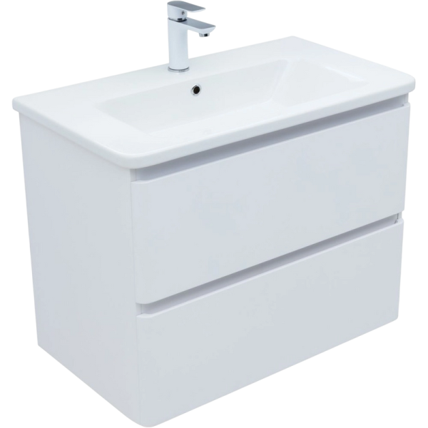 Тумба с раковиной Aquanet Эмбер 80 белая матовая