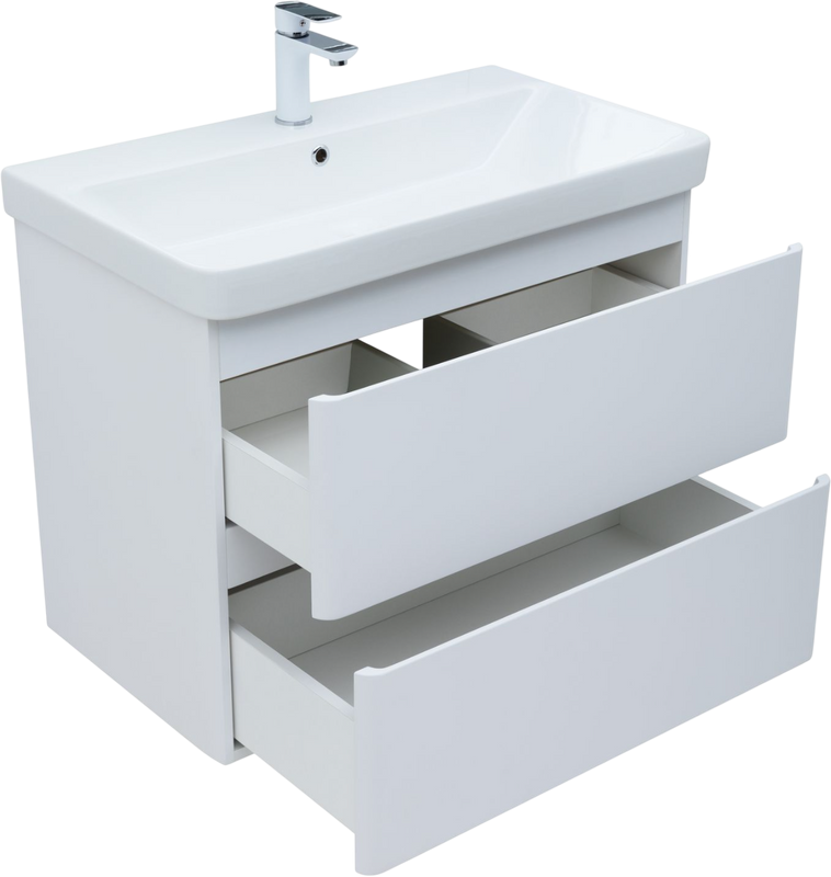 Тумба с раковиной Aquanet Эмбер 80 белая матовая