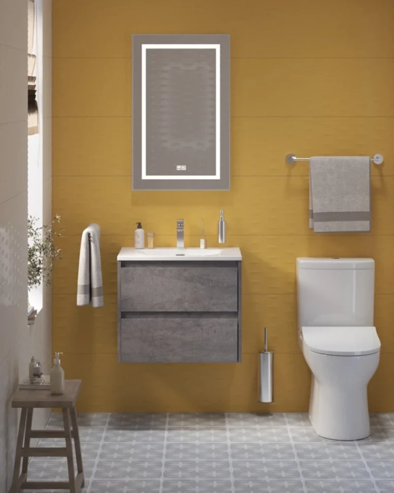 Тумба с раковиной BelBagno Kraft 39 60 cemento grigio, раковина BB-8099-3-60