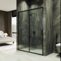 Душевая дверь в нишу Maybahglass MGD-1281-6 150 см, профиль матовый черный, стекло сатин