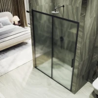 Душевая дверь в нишу Maybahglass MGD-1281-6 150 см, профиль матовый черный, стекло сатин