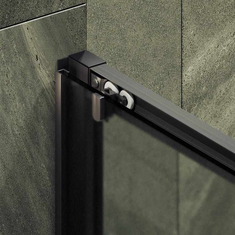 Душевая дверь в нишу Maybahglass MGD-1281-6 150 см, профиль матовый черный, стекло сатин