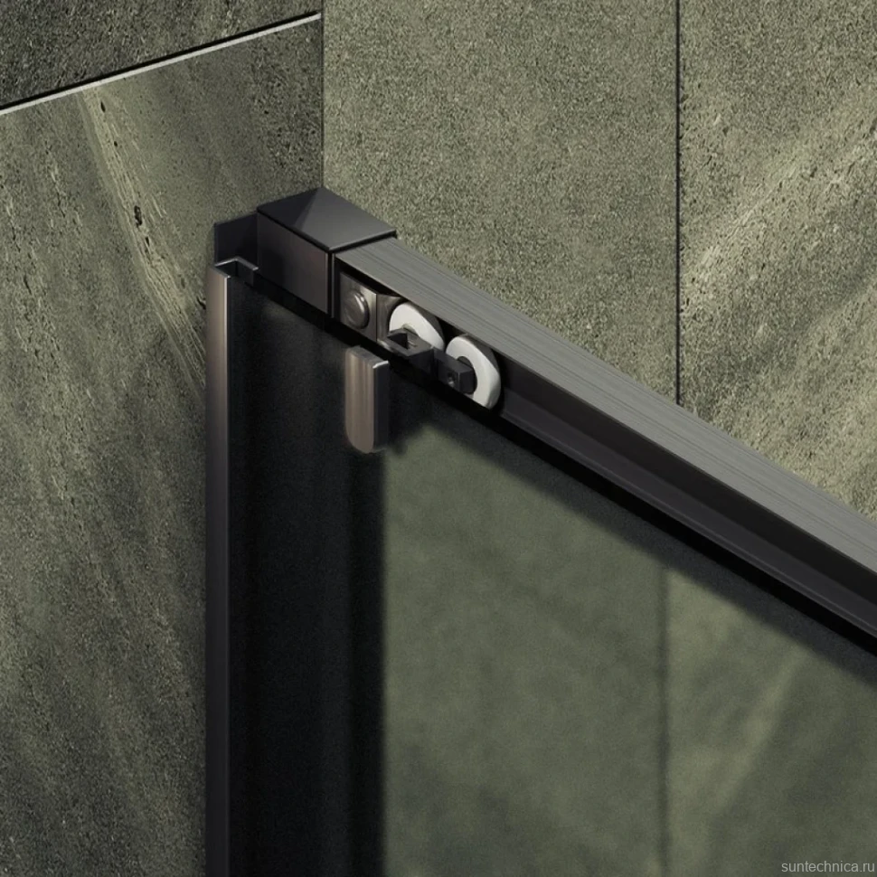 Душевая дверь в нишу Maybahglass MGD-1281-6 150 см, профиль матовый черный, стекло сатин