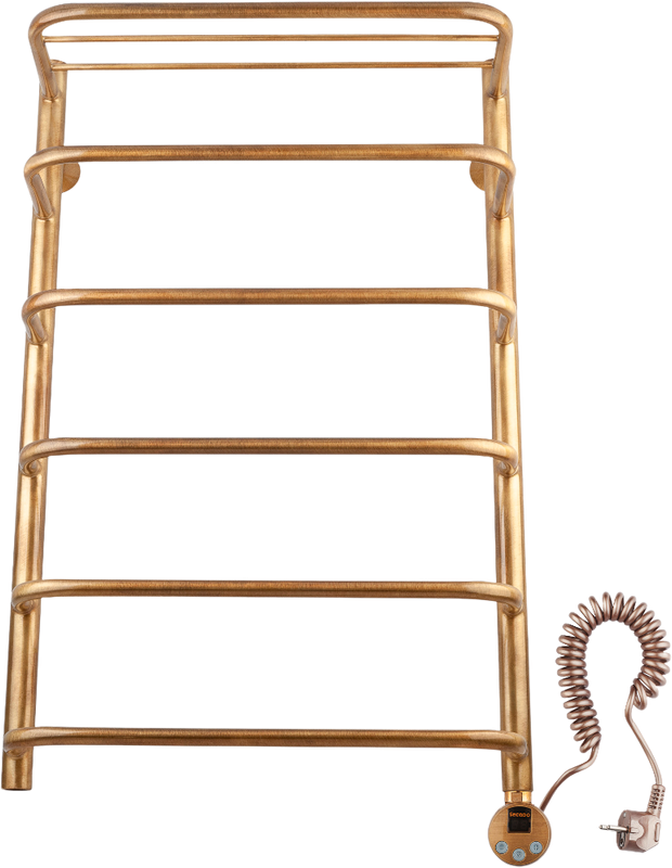 Полотенцесушитель электрический Secado Мерида 2 85x55 см, подключение справа, бронза, лесенка, латунь, с полкой