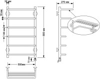 Полотенцесушитель электрический Secado Мерида 2 85x55 см, подключение справа, бронза, лесенка, латунь, с полкой